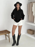 College Polo Collar Solid Color Loose Sweater Soft Tones Softly Wear Knitted Skin Fabric