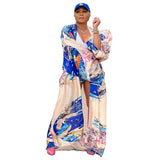 Ups Women Coat Beach Print Floral Long Coats Open Stitch Full Sleeve Loose Casual Elegant Knee Length Outerwear 2024-Outfit