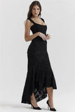 Lace Textured Strap Wrap Midi Dress-Outfit