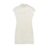 New Stretch Slim Sleeveless Knitted Short Dress 5039644-Outfit