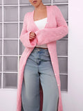 Long Hollow Knitted Coat Women Slim Thin Casual Fashion Party Out Of The Street