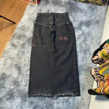 Year's New Skeleton Embroidered Jeans For Men's Casual Street Style Korean Version Of The Trend Is Loose-Outfit
