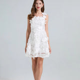 High-End Heavy Industry Embroidery Flowers Waist Thin Sling Dress Female Elegant Dress