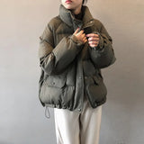 winter ladies fashion oversize stand collar jacket 2021 new style women zipper thicken warm bread down parka chic coat