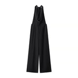 Neck Jumpsuit 2025 Summer Temperament Hanging Neck Bare Back Sleeveless High-Waisted Broad Leg
