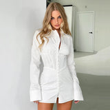 Shirt Women Dresses For Women 2023 Sexy Polo White Shirt Dress Slim Waist Long Sleeve Dress Women Elegant Luxury Midi Dres-Outfit