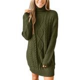 Toloer New Women's Long Sleeve Round Collar Dress Knit Jumper Sweater