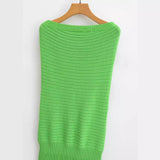 The Spring Of 2024, The New Women's Wear Autumn Green Shoulder-Wiped Dress-Outfit