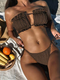 Toloer Single Swimsuit 2024 Split Swimsuit Sexy Swimsuit Solid Color Low Waist Bikini D693K-Outfit