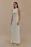 Ribbed Pleated Tank Long Dress-Outfit