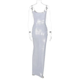 Silver Wrap Design Strap Maxi Dress-Outfit
