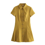 Spring Shirt Style Slim Mini Dress 2674870-Outfit