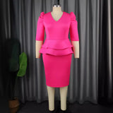 Fake Two-Piece Bag Ass Skirt Lightly Cooked Wind Party Lotus Leaf-Side High-Waisted