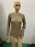 Toloer / Summer 2023 New Hot Selling Long-Sleeved Round Collar Thin Breathable Knit-Outfit