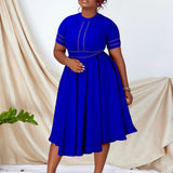 African Large-Size Women's 2025 Summer New Elegant Dress A-Sleeved