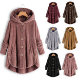 print jacket women's button solid color hooded