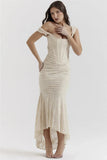 Lace Textured Strap Wrap Midi Dress-Outfit