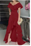 Temperament Sexy V-Neck Irregular Solid Color Hem Leaves On The Edge Of The Individual Design Lady