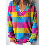 Christmas Abstract 3D Print Big V-Neck Long-Sleeved