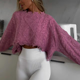 And Winter Lazy Tattered Loose Short Sweater Women's Hair Side To Make Old Brocing Woven Loose Velvet Long-Sleeved