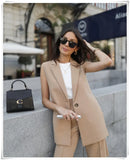 Solid Office Ladies Vest Fashion Sleeveless Lace Up One Button Blouse Coat Autumn Casual Women Outwear 2022 Veste Femme