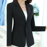 Women Blazer Office Lady 2023 Elegant Slim Notched Women Blazers and Jackets Button Long Sleeve Solid Work Female Blue Suit