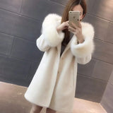Winter New Hooded Sheep Sheared Fur Coat Wool Coat Women's Medium And Long Imitation Fox Hair Thickened Korean Slim