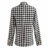Women Tweed Jackets 2021 Fashion Office Ladies Black Tassel Houndstooth Coats Female Autumn Vintage Thick Plaid Coat Girls