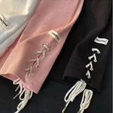 Waist Casual Wide Leg Shorts Women Y2k Summer Loose Drawstring Lace Up Jogging Pants BF Fashion Baggy All-match Sweatpants-Outfit