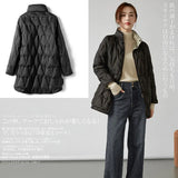 Autumn And Winter New Down Jacket Female Long Pressure Glue Thin Color Both Sides Wear White Duck Velvet Coat Tide-Outfit