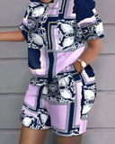Independent Station Spring And Summer Fashion Positioning Printing Short-Sleeved 2-Piece Set Of Women-Outfit