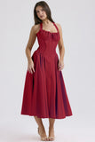New Summer Sling Dress Fashion Print Hanging Neck Lace