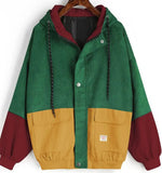 Loose Color Hooded Corduroy Overalls