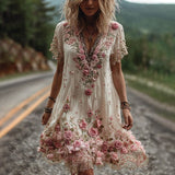 Flower Striped Vest Dress Dress Vacation