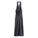 Women's Clothing 2025 Summer New Temperament Hanging Neck Collar Silk Texture Repairing Flute
