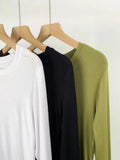 Toloer Comfortable Super Soft Modal Cotton Long Sleeve T-Shirt Women's Spring New Solid Color Round Collar With A Bottom