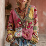 Explosion Autumn And Winter Loose V Collar Blouse Casual Shoulder Women's Coarse Needles And