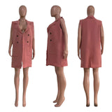 Toloer New Women's Casual Solid Color Cardigan Sleeveless Knitted Vest-Outfit