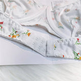 White Ribbed Floral Print Lingerie Set-Outfit