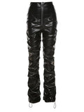 Stacked Pu Leather Pants-Outfit