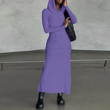 Toloer Women's Fall 2024 New Fashion, Slim Hooded, Slit And Women's Dress-Outfit