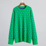 Collar Honey Sweater 2024 New Loose Temperament Versatile Plaid Head Round Collar Sweater-Outfit