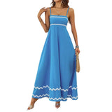 Summer Solid Color Lace Splicing Elegant Slings Bras Oversized Dress Dress