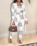 Popular Style Autumn And Winter Women's Fashion Sexy Coat Trousers Three-Piece Set-Outfit