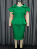 Women's Bow Bow Lotus Leaf Dress Banquet Party High Waist Dress
