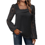 Women's Wear 2024 Spring And Autumn Fashion Elegant New Lace Spliced Knitted Blouse-Outfit