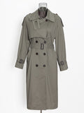 Temperament Commuting Contour Thin Coat 2025 New Collar Double Buckle Belt Design Long Wind