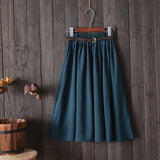 Toloer New College Wind Small Fresh Literary A Word Skirt Versatile Long Skirt Female Send Belt-Outfit
