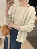 Lazy Wind Knitted Cardigan Halter Vest Two Sets Of Women Wear Korean Version Of Casual Loose-Fitting Sweaters-Outfit