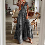 Toloer 2023 New Dress Waist Floral Print Dress-Outfit